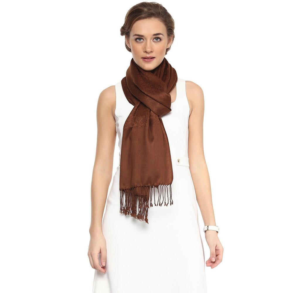 4538 Women's Fine Wool Jacquard Scarf, Luxury Shawl, Australian Merino